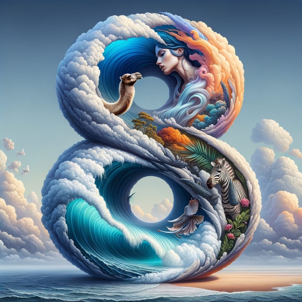 The Number 8 Interacts With Sea, Sky, and Surreal Romance