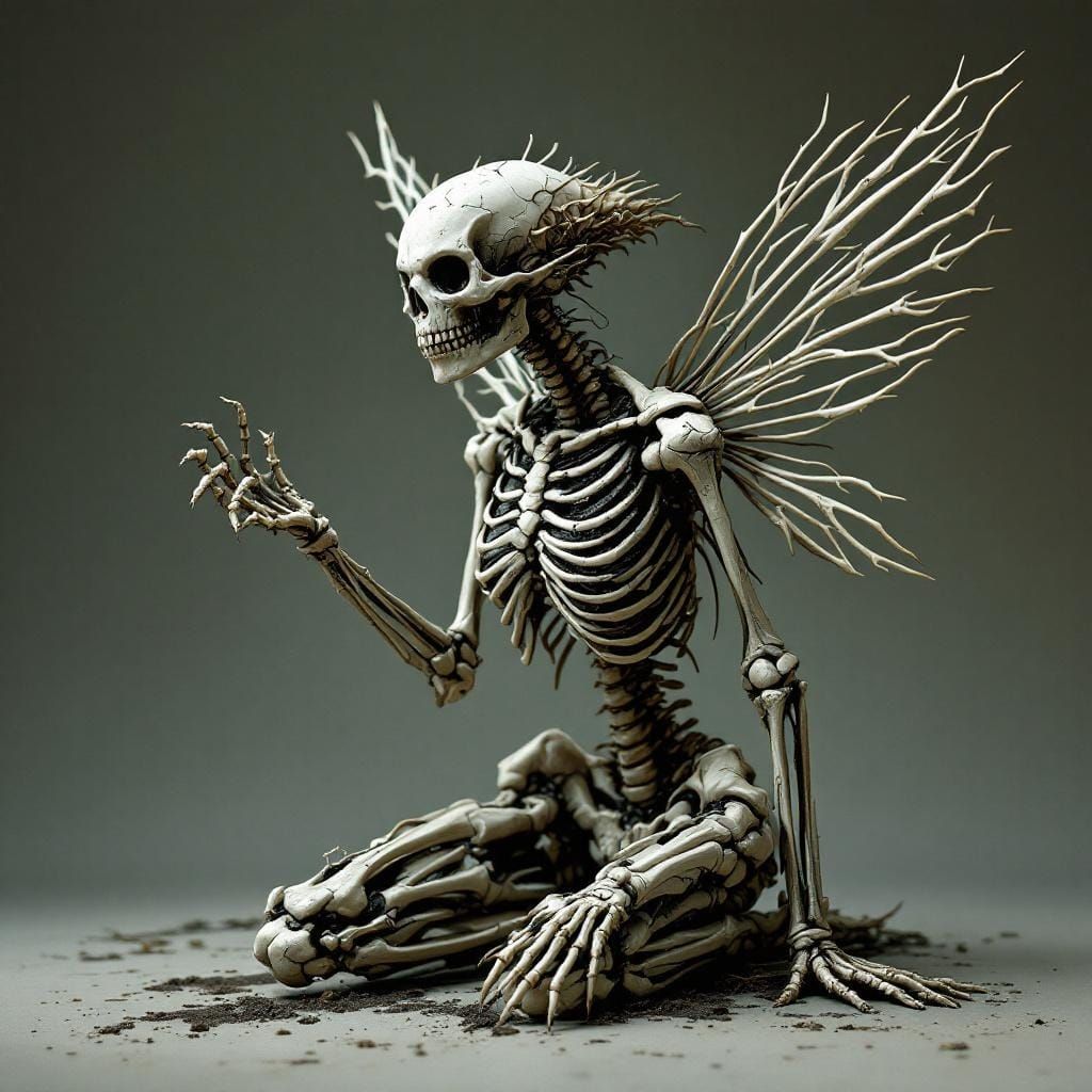 Ominous Bone Fairy with Delicate Bone Wings