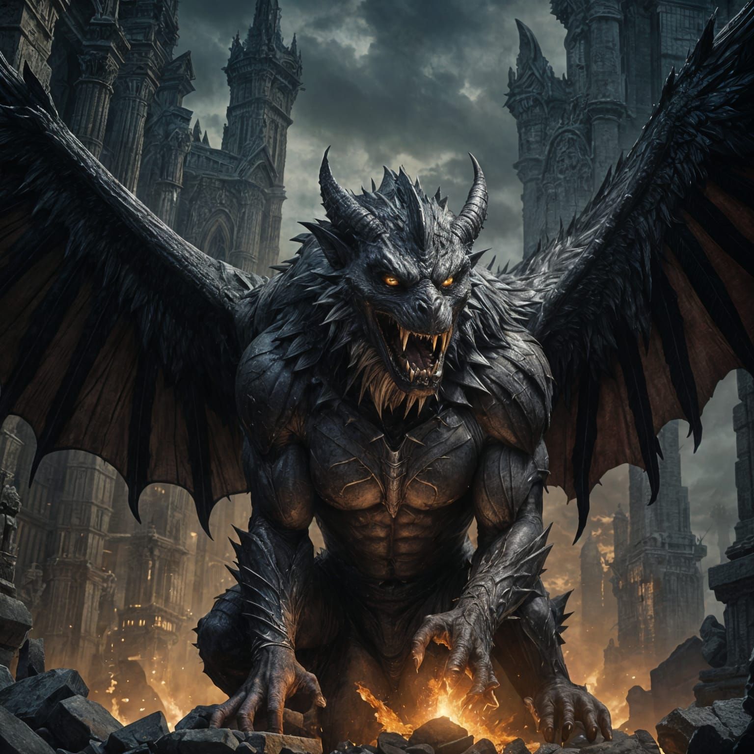 Eerie Vampire Gargoyle Beast in Sinister Style