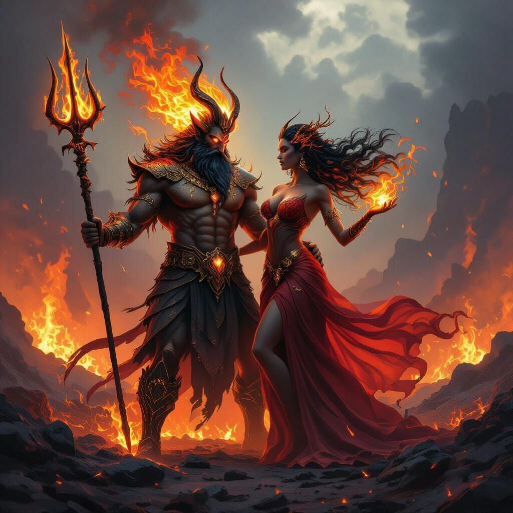 Fire God and Goddess Dance in Volcanic Inferno