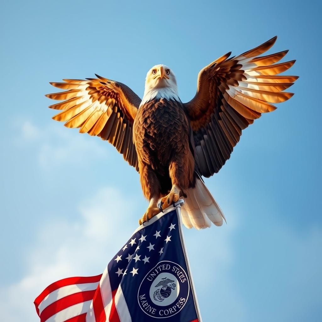 Majestic Eagle on Marine Corps Flagpole