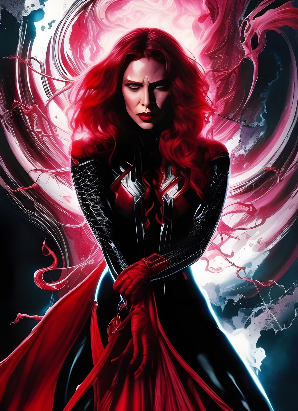 Scarlet Witch as Venom: Fluid Ink Illustration