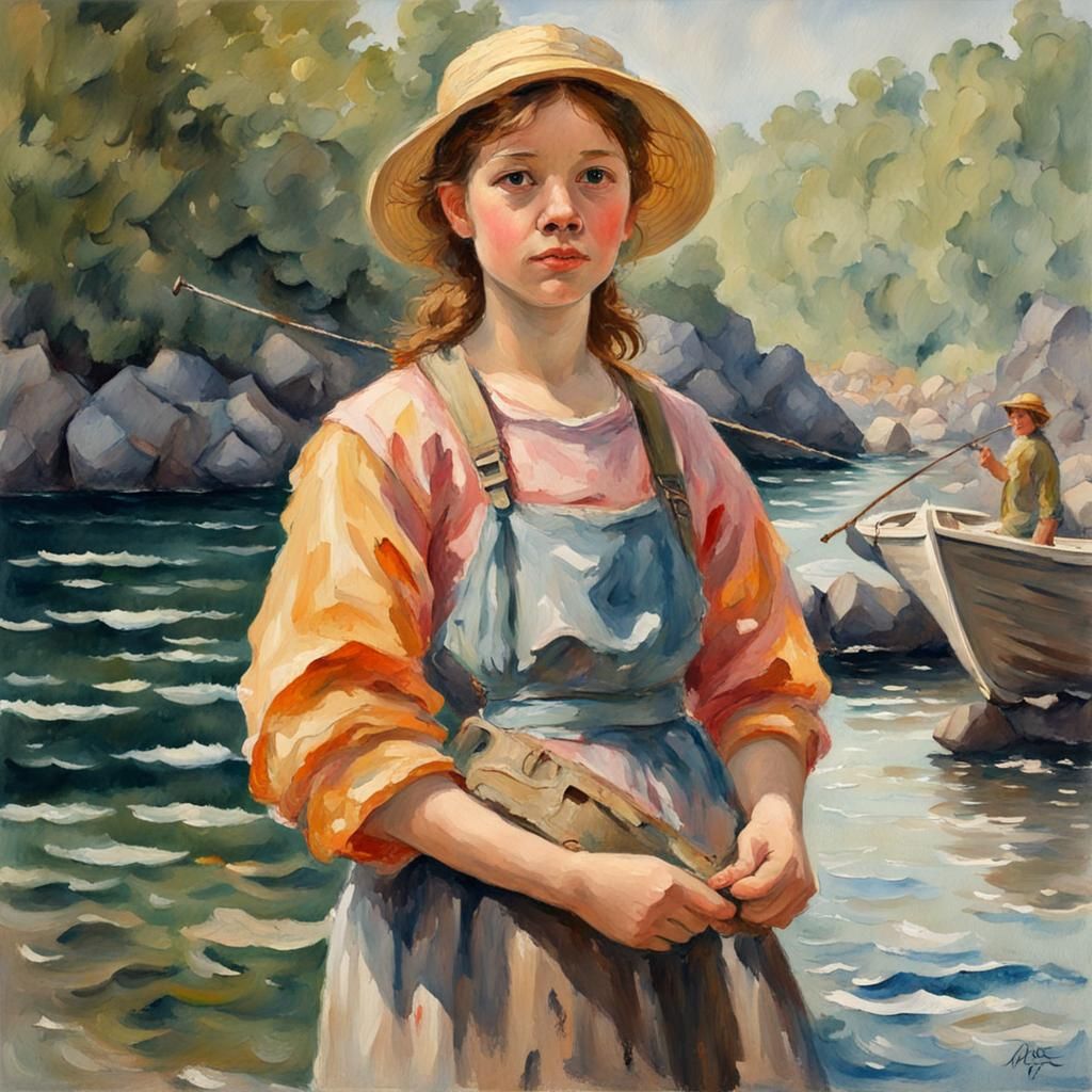 Fisherman's Daughter in Gouache Style