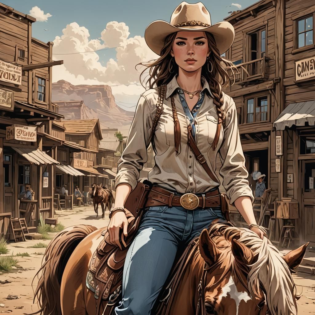 Honkytonk Sue Rides in a Far West Town