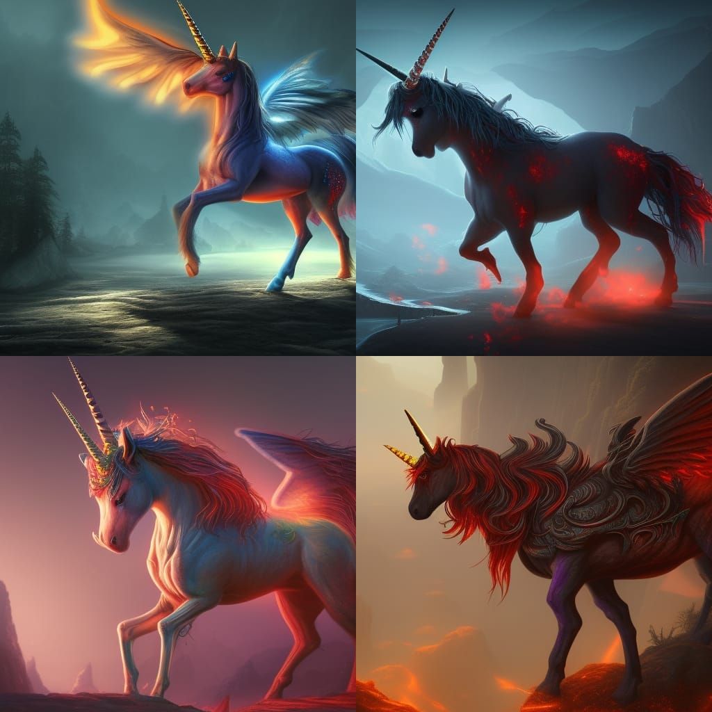 Demonic Unicorn in Detailed Matte Painting