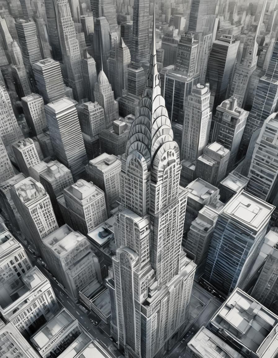 Chrysler Building Blueprint in Da Vinci Style