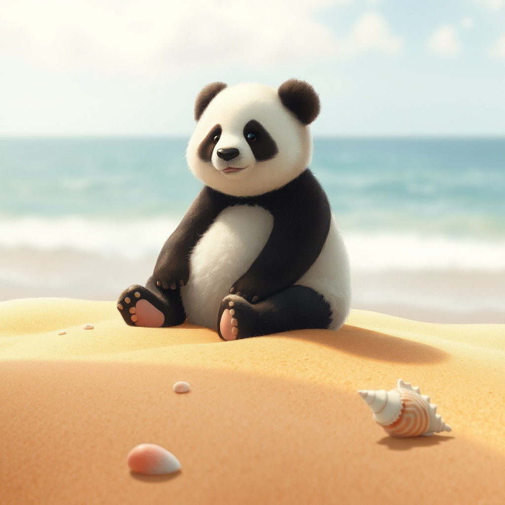 Panda's Beach Day: A Whimsical Illustration