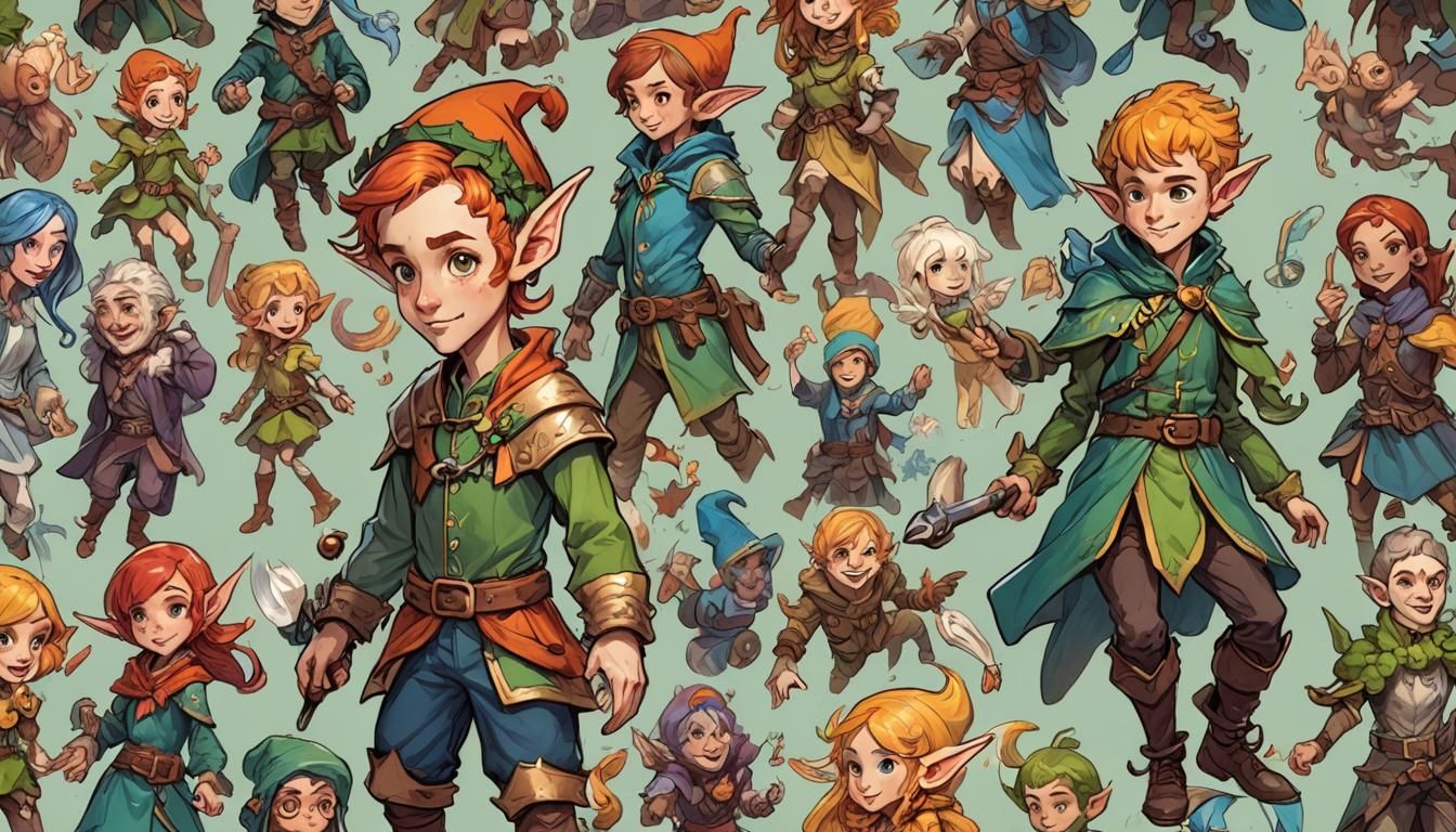 Whimsical Elf in Action-Packed Fantasy Scene