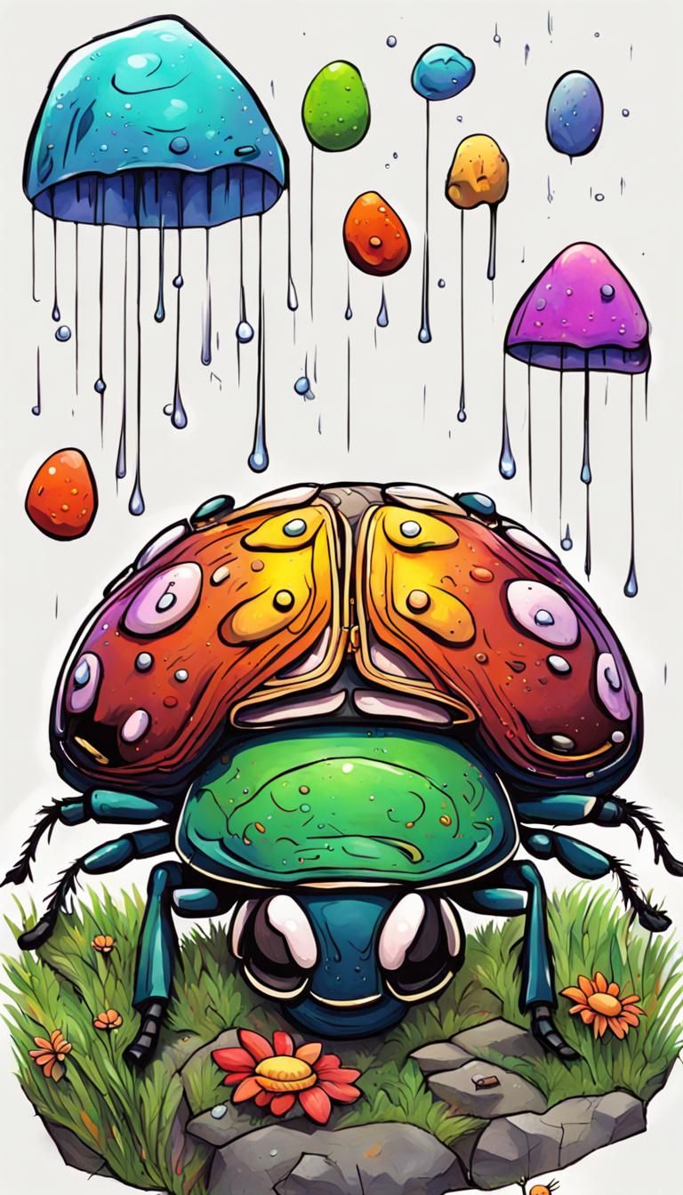 Beetle's Colorful Rainy Day Perspective