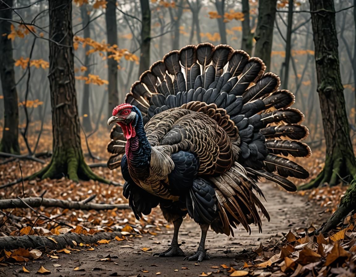 Hyperrealistic Wild Turkey Strutting in Cinematic HDR