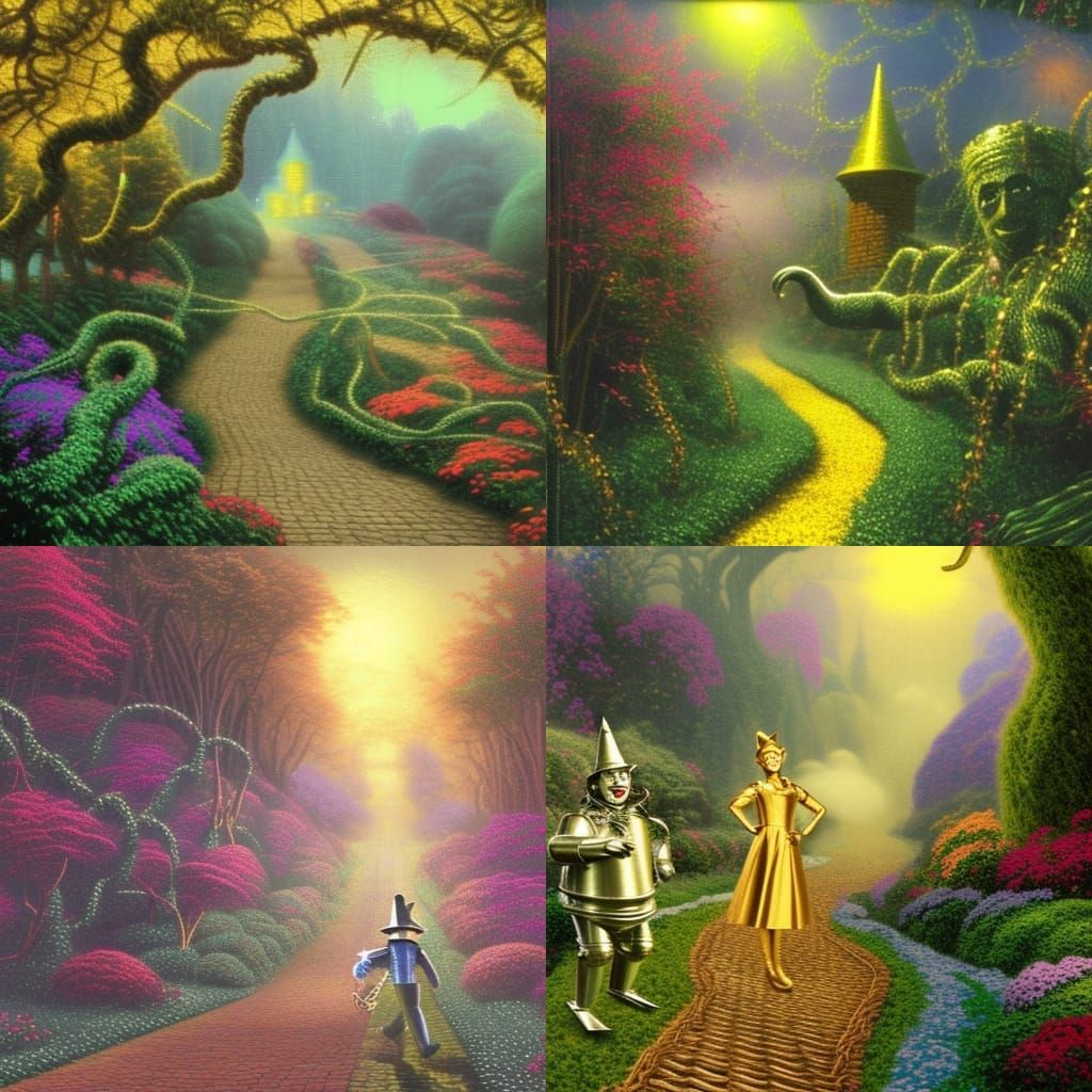 Vined Tin Man on Yellow Brick Road