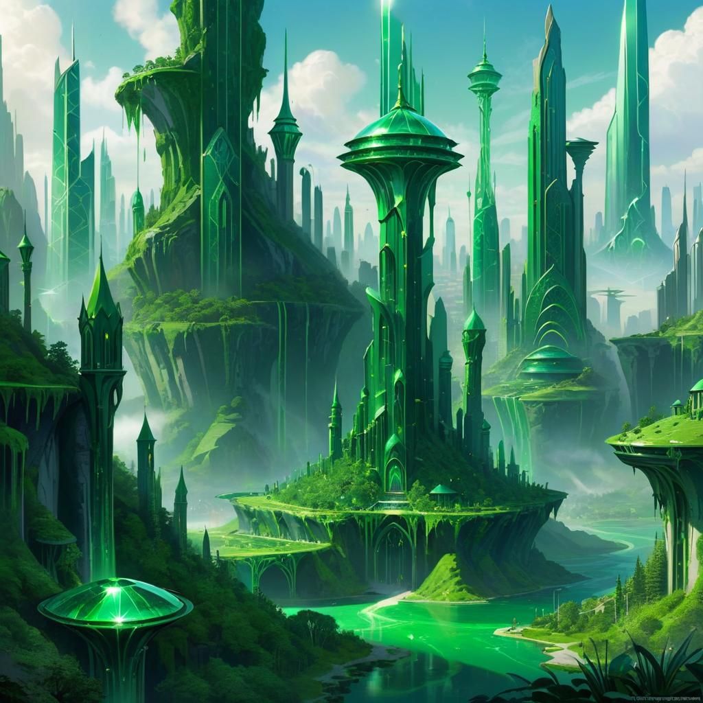 Futuristic Emerald City Concept Art
