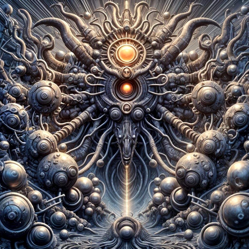 Surreal Dystopian Molecules in Hyperrealistic Vaporwave Styl...