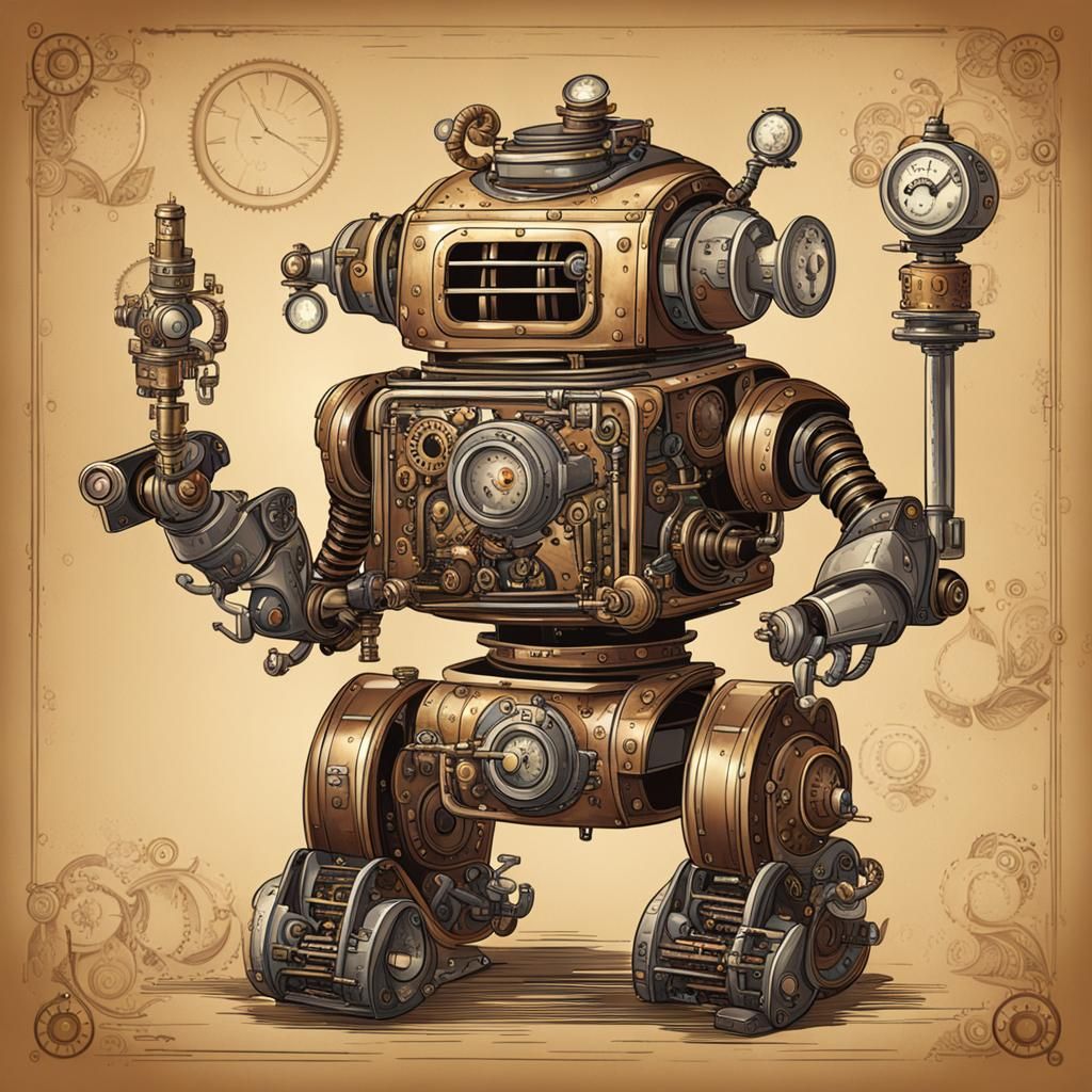 Steampunk Ancient Robot Engine