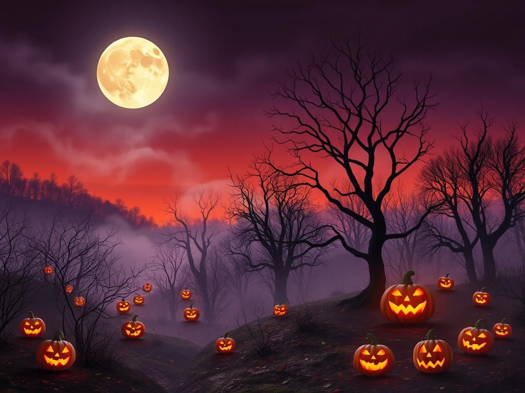 Spooky Autumn Landscape in Gothic Surreal Style