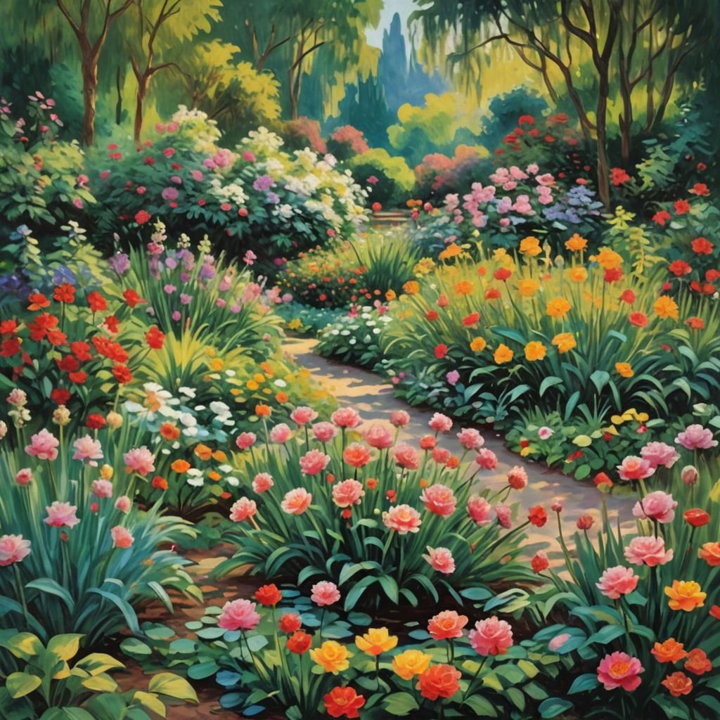 Impressionist Garden Overflowing with Color and Light