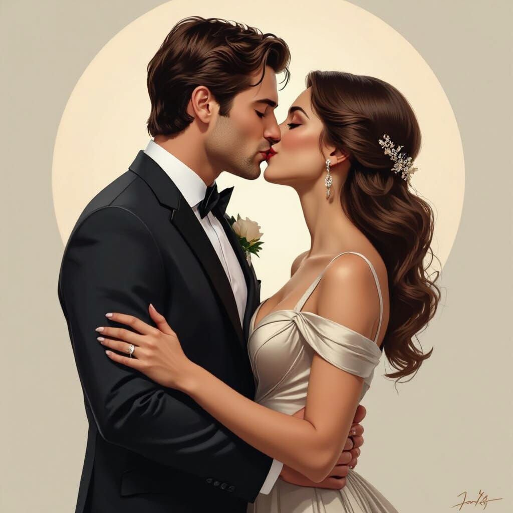 Passionate Kiss in Sensual Realism Style