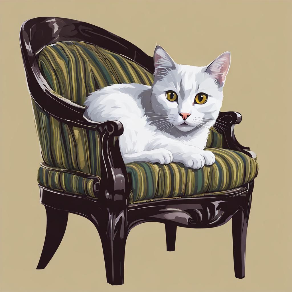 Cat Comfortably Seated on a Chair