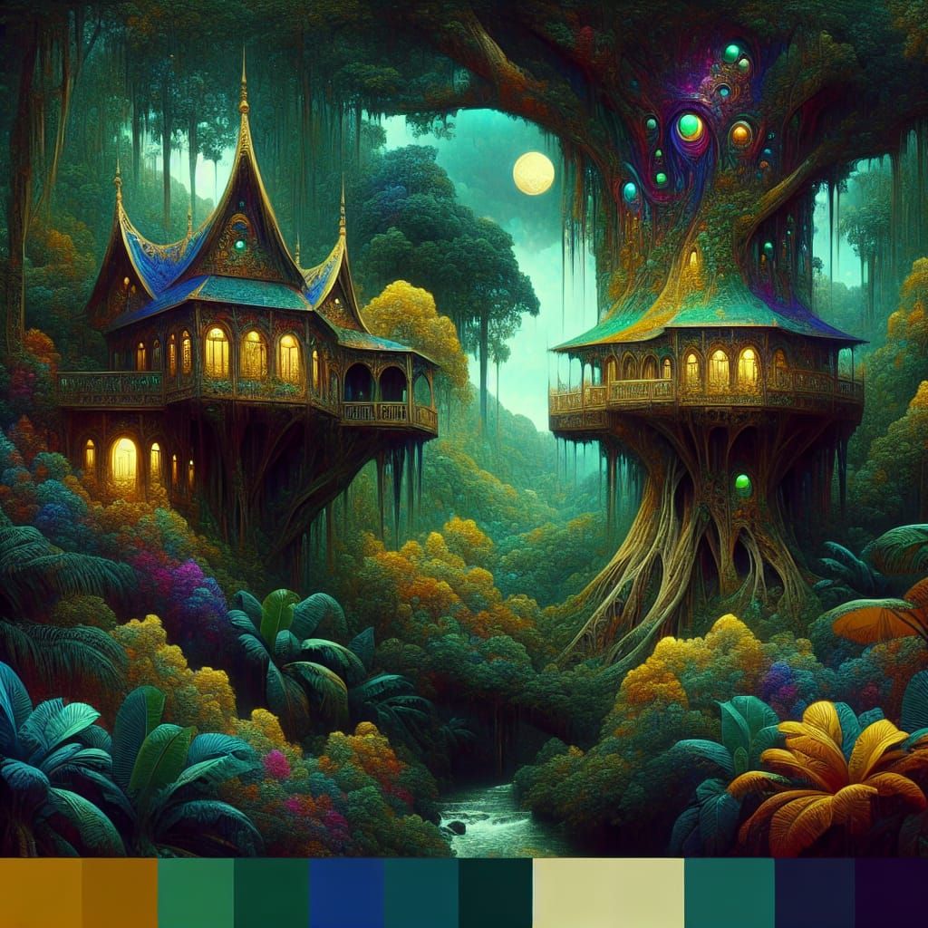 Baroque, imadragon-inspired jungle tree house, Castle