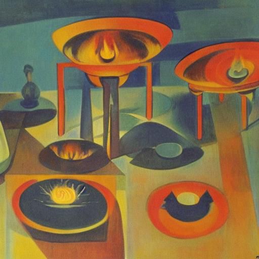 Fiery Furniture: An Abstract Composition