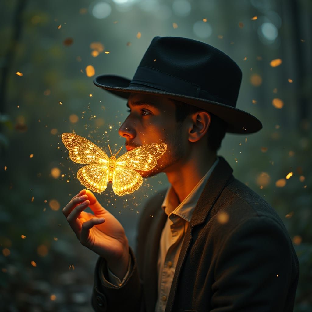 Ethereal Moth Man in Fleeting Impressionist Style