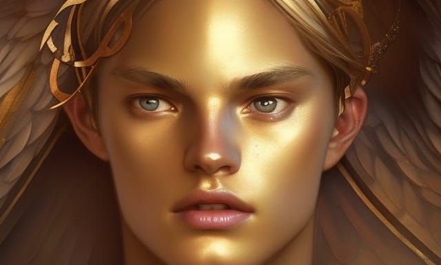 Ethereal Angelic Model with Gold Accessories