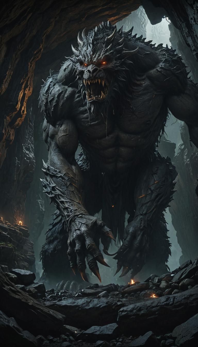 Colossal Monster Sleeping in Dark Runestone Cave