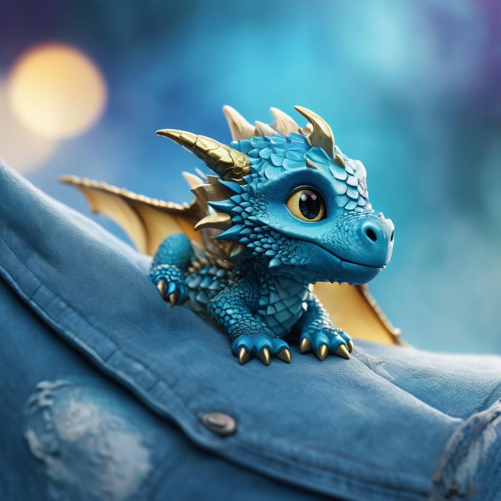 Cute Baby Ice Dragon in Pocket, Pixar-style