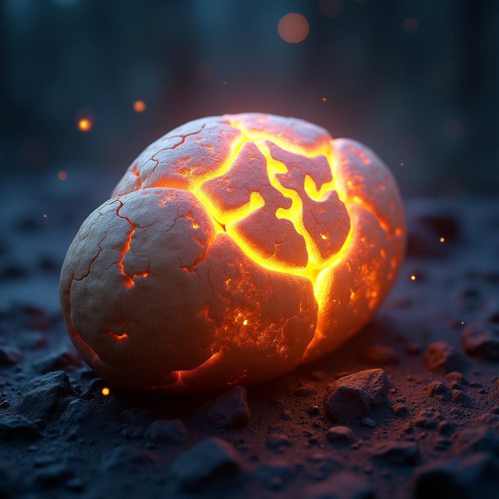 Ethereal Potato Radiating Light in Fantasy Art