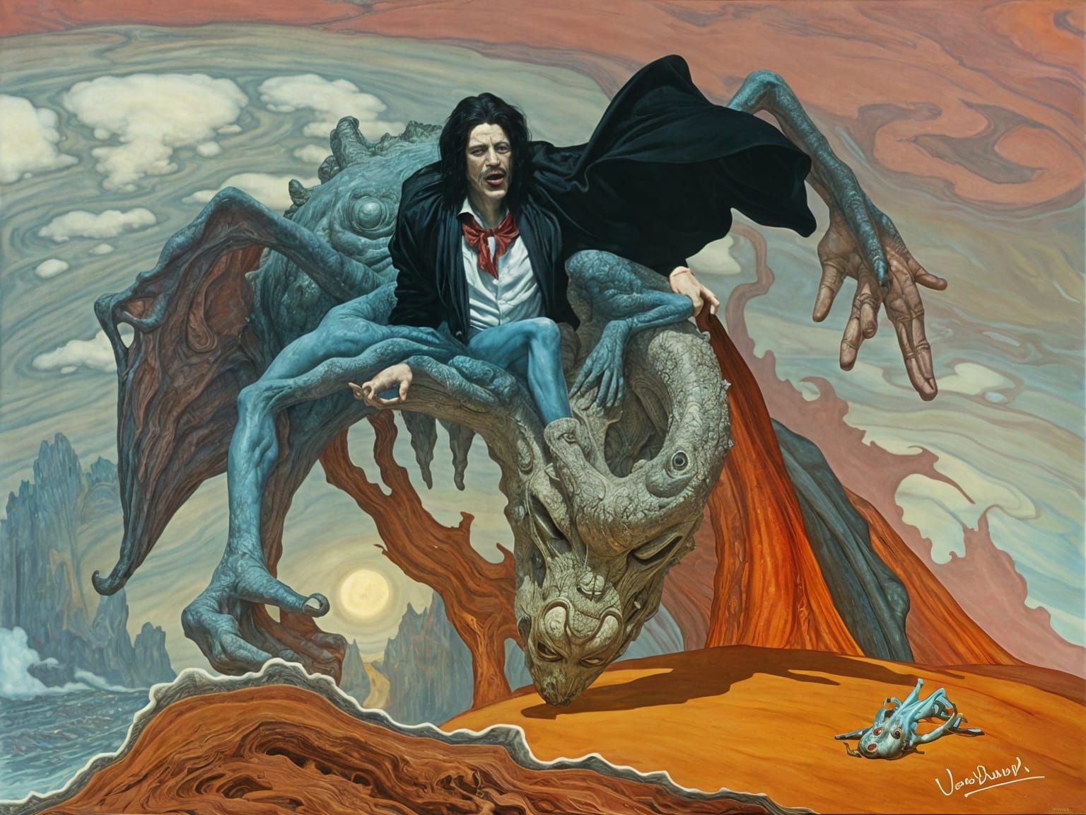 Surreal Wizard in Liquid Landscape