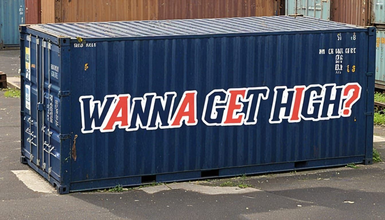 Sunlit Shipping Containers in Overgrown Yard