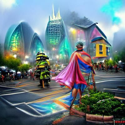 Ethereal Superheroes in a Hyperdetailed Fantasy City