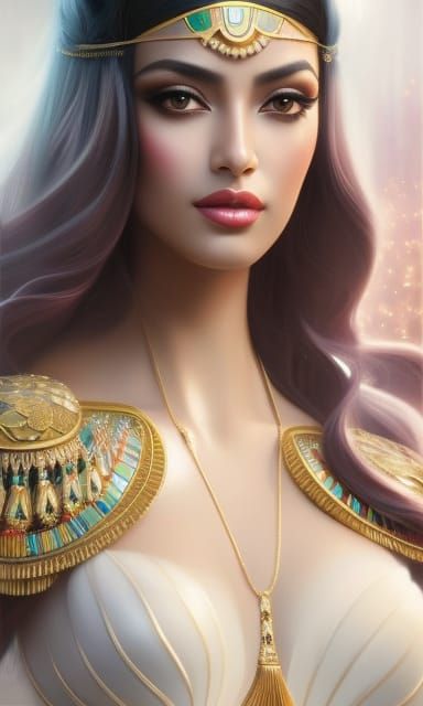 Beautiful Egyptian Woman: Ethereal Fantasy Oil Painting