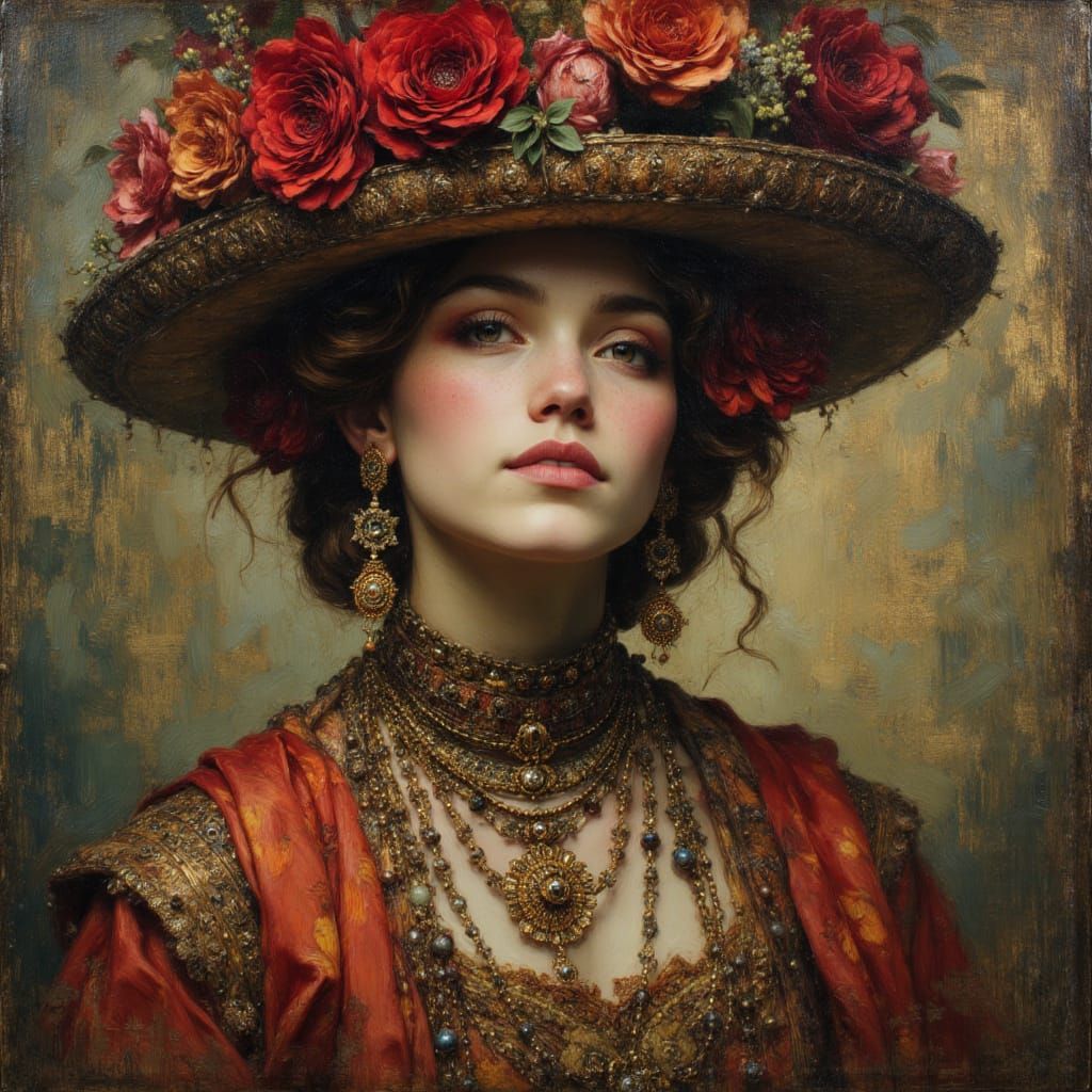 Exotic Punk Queen in Vermeer Style