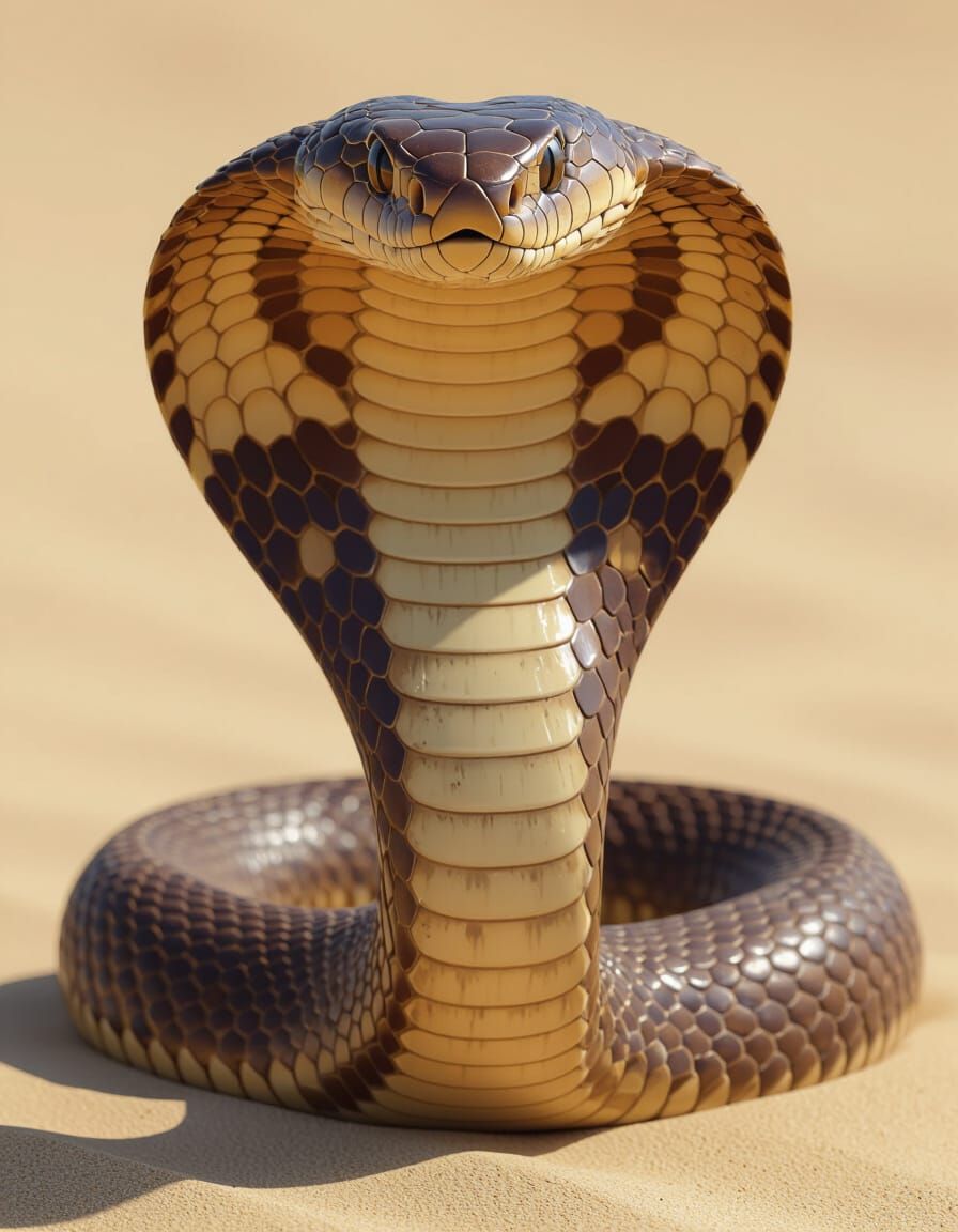 Detailed Cobra Portrait in Brown and Tan