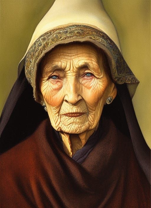 Old Woman Portrait in Anton Pieck Style