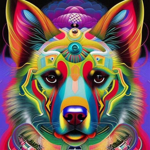 Vibrant Geometric Dog Portrait