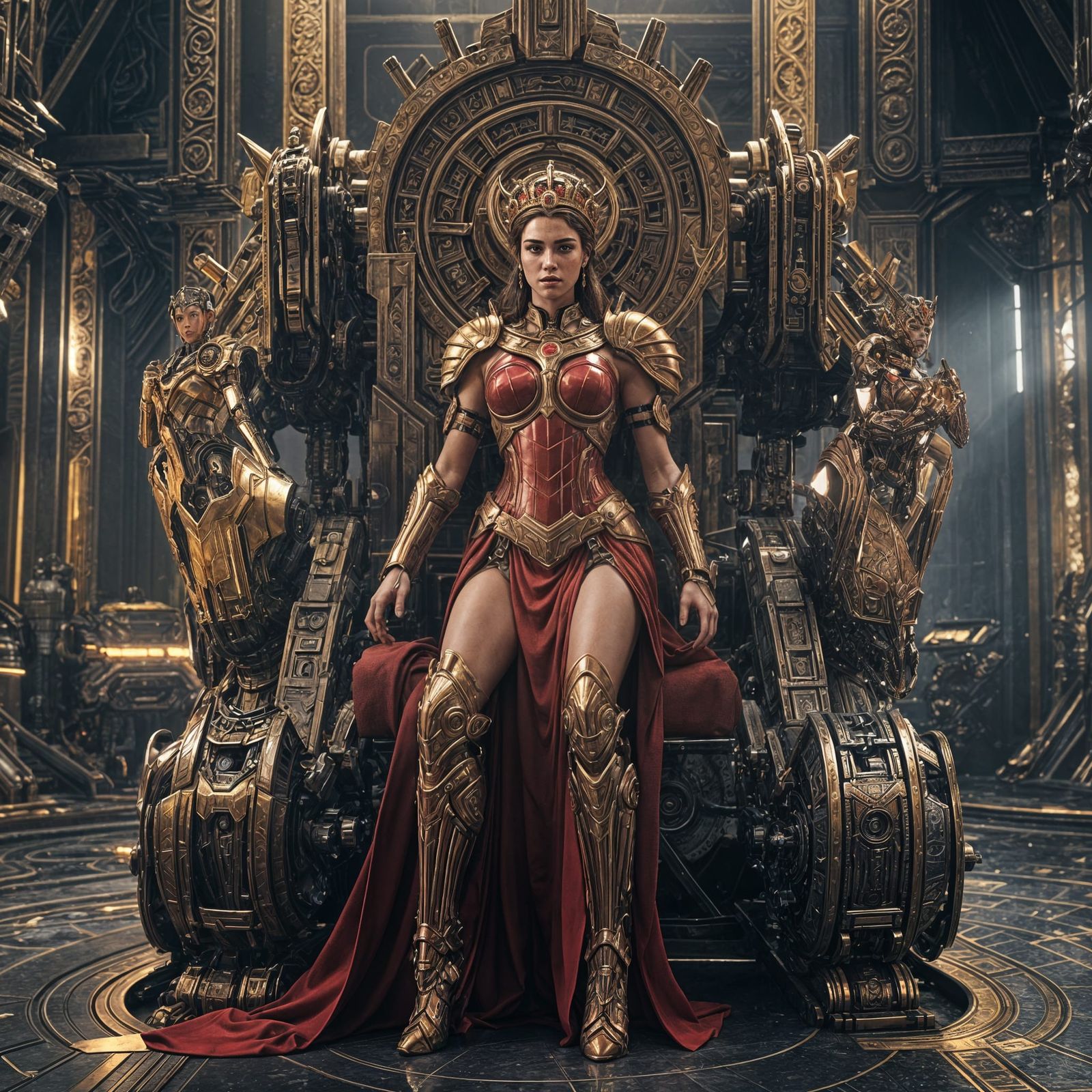 Spartan Queen in Throne Room: Sci-Fi Cinematic