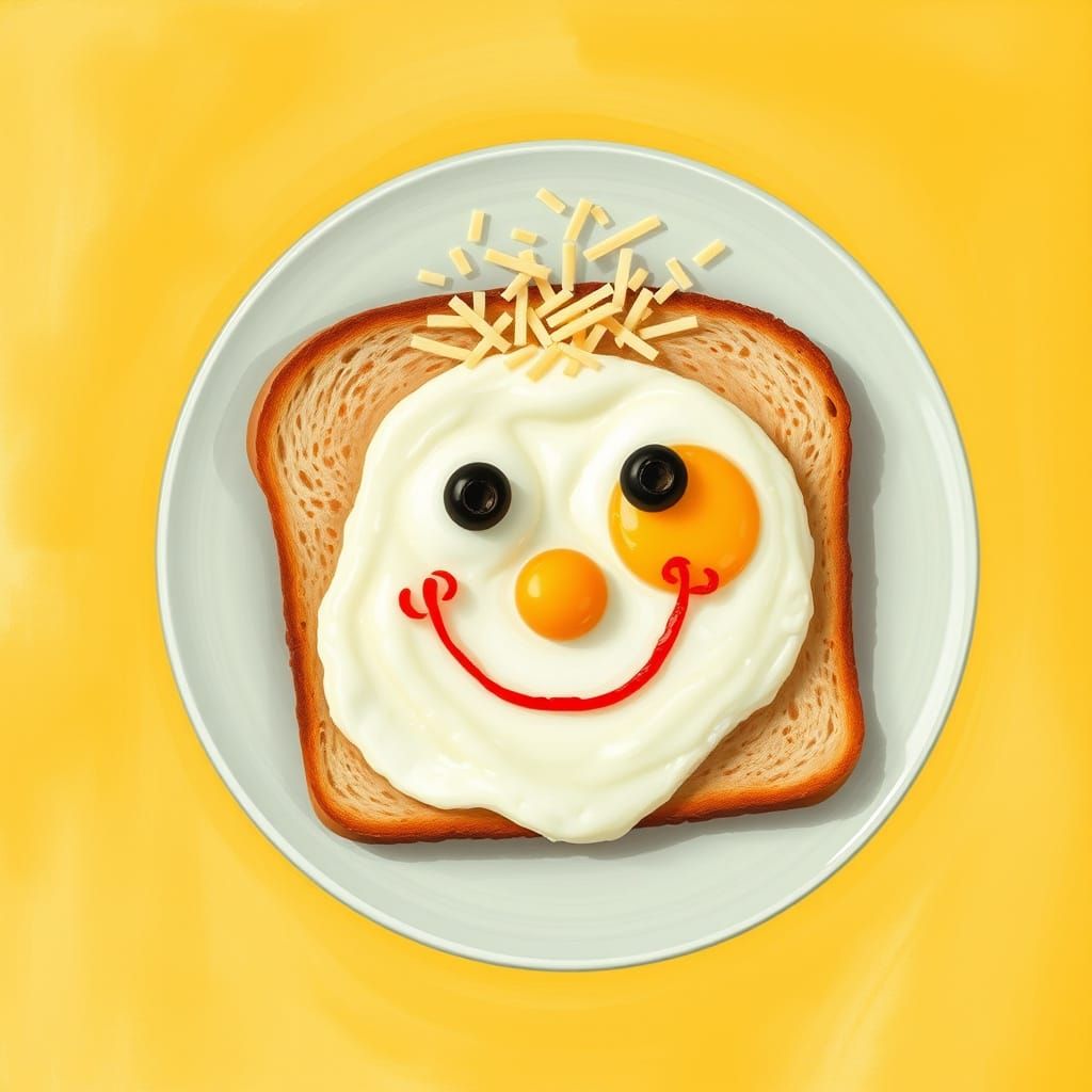 Whimsical Breakfast Plate with Scrambled Eggs as a Cheerful ...