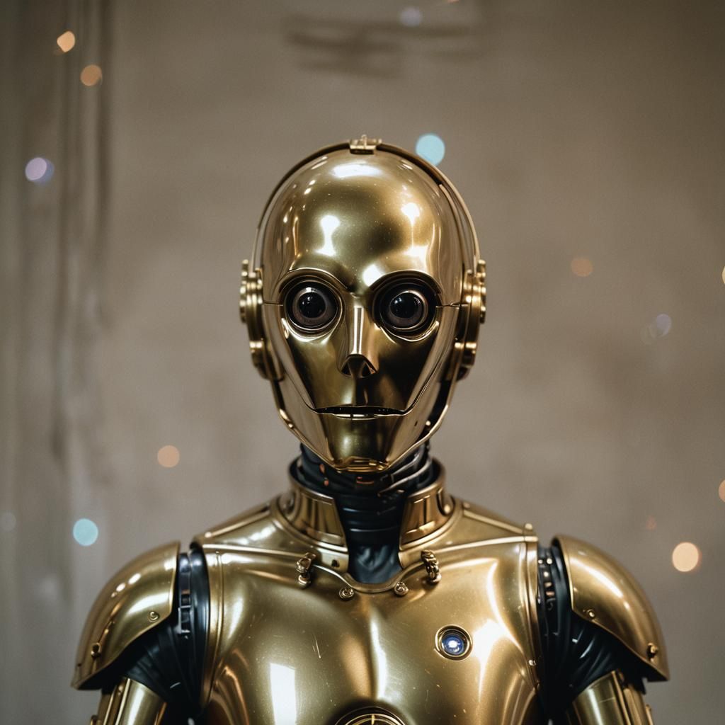 Sheldon Cooper and C3PO Face Fusion in Metallic Style