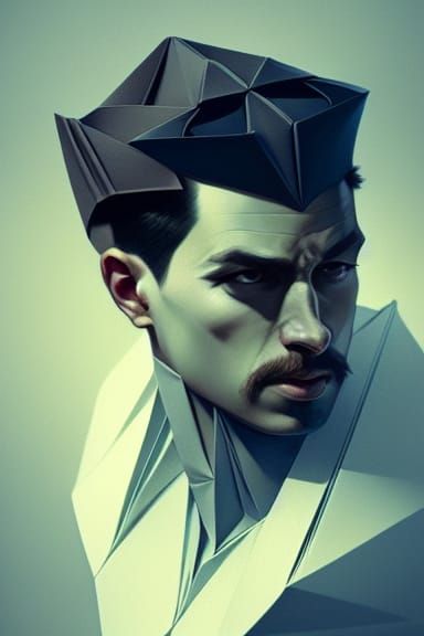 Origami Portrait in Hyperdetailed Style