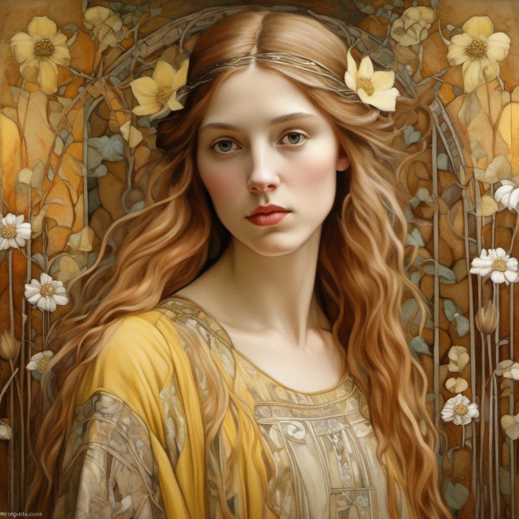 Welsh Beauty Portrait in Mackintosh Style