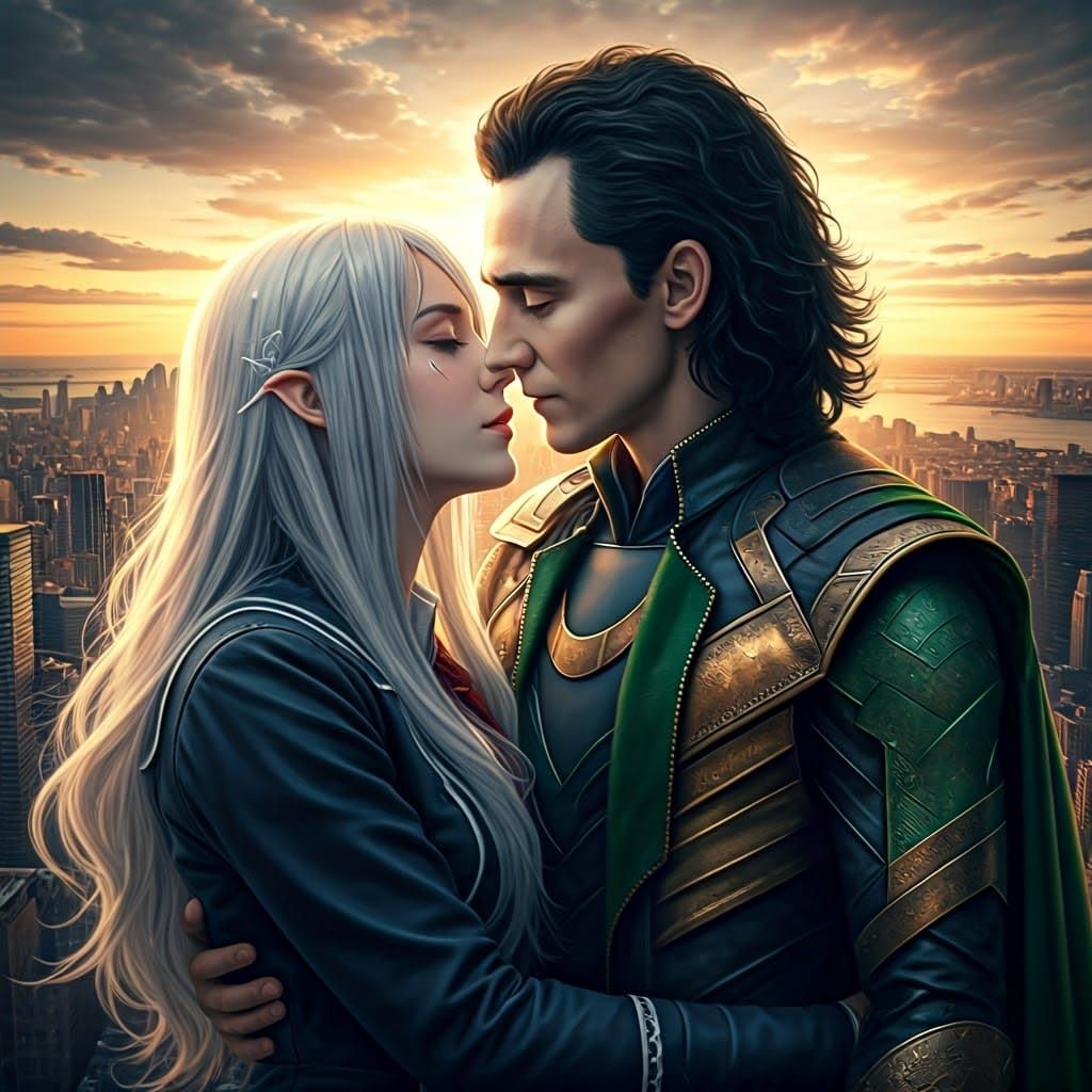 Romantic Photo Composite of Grayfia and Loki at Sunset