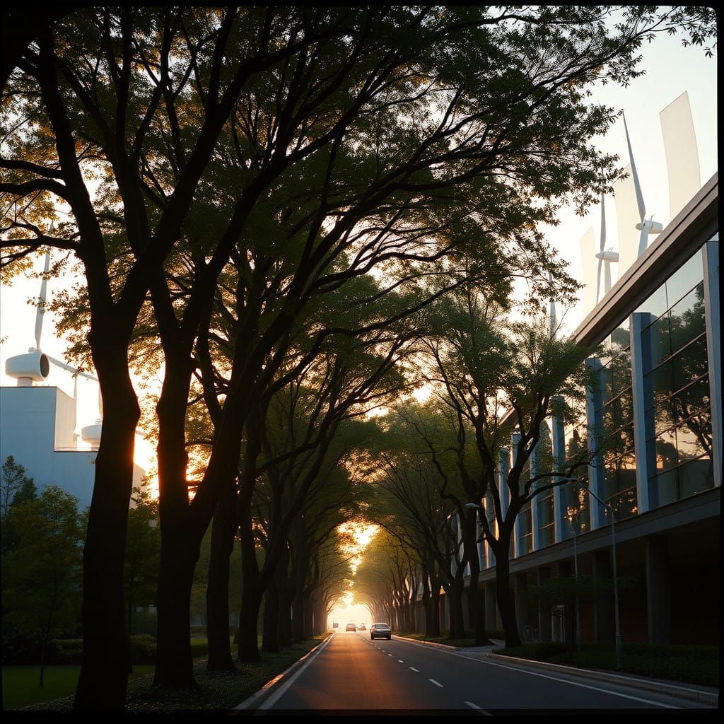 Surreal Urban Landscape with Sustainable Energy