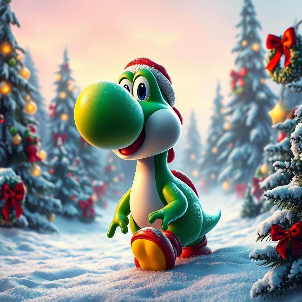 Yoshi's Christmas in Super Mario World: Hyperrealistic 8K