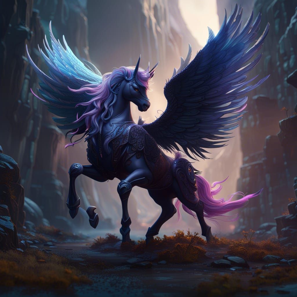 Fantastical Alicorn in Detailed Matte Painting