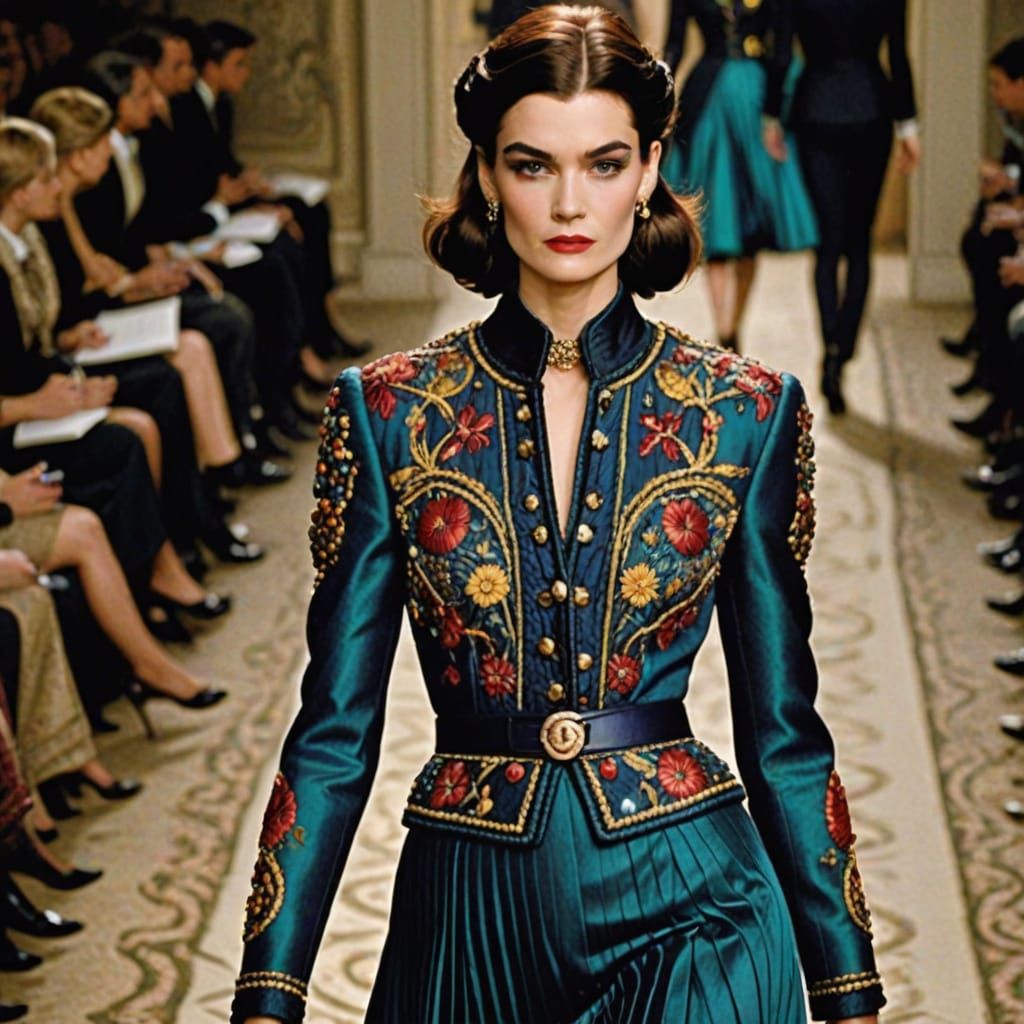 Thierry Mugler Coco Chanel INSPIRED Embroidered Jacquard Wea...