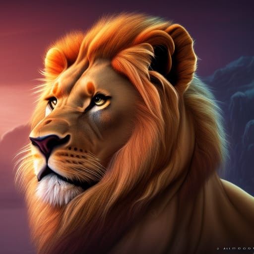 Majestic Lion in Detailed Matte Painting