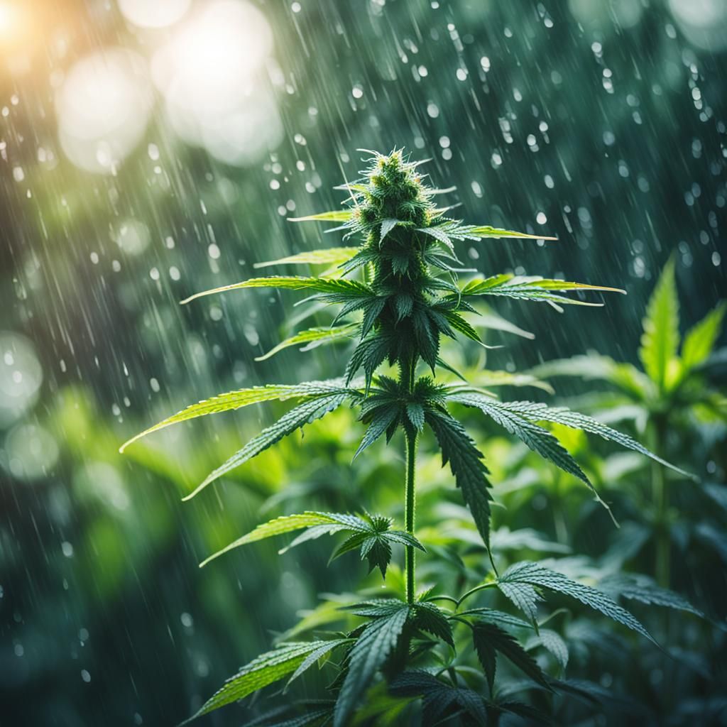 Marijuana Plant Dances in the Rain, Professional Photography