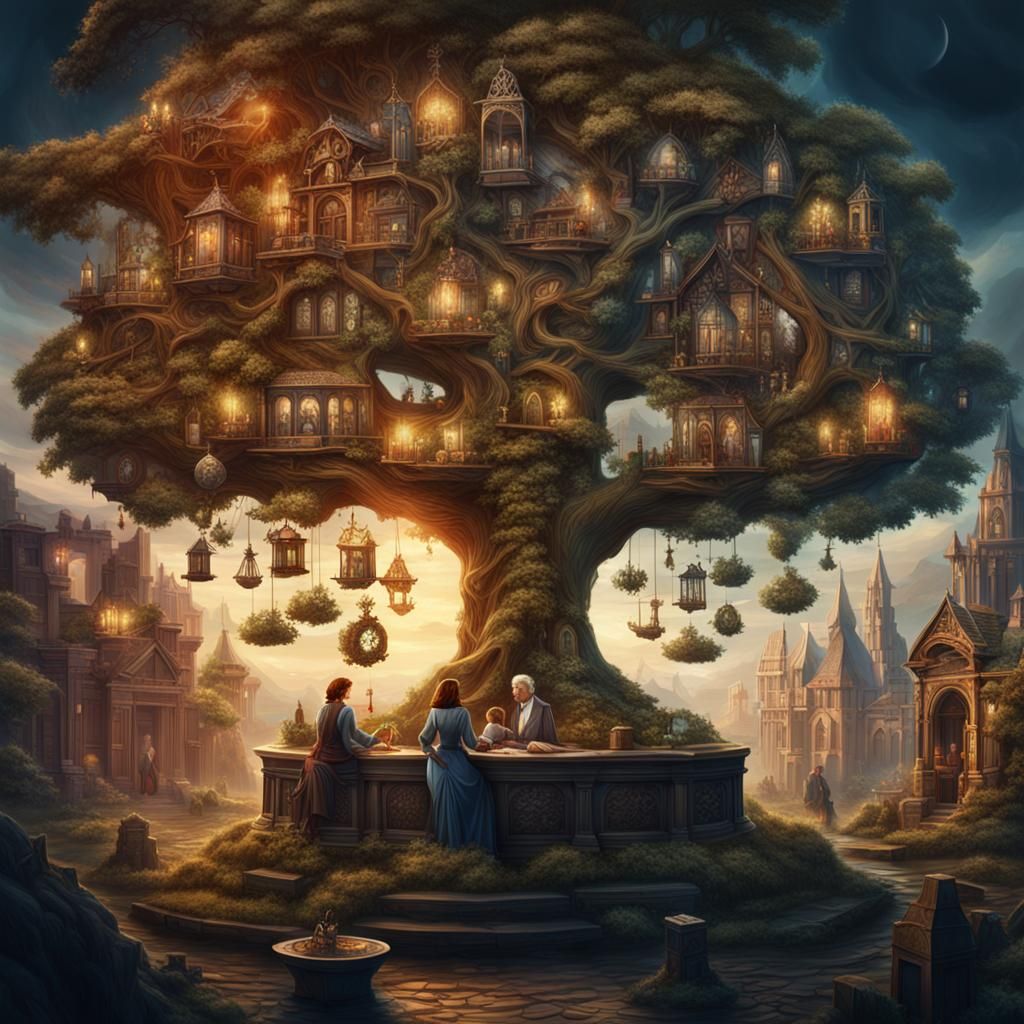 Beautiful Genealogist Creates Family Tree: Fantasy Art